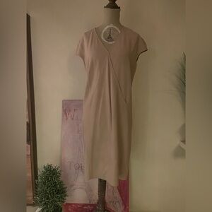 Calvin Klein Beige Midi Dress V-Neck Dress